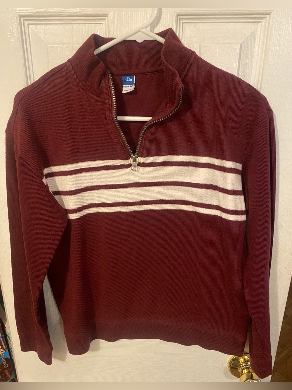🍁 Old Navy Boys XL (14-16) Burgundy 1/4 Zip Pullover Sweater 🍁